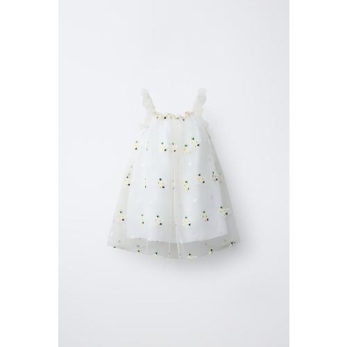 FLORAL TULLE DRESS - Pastel pink | ZARA United States