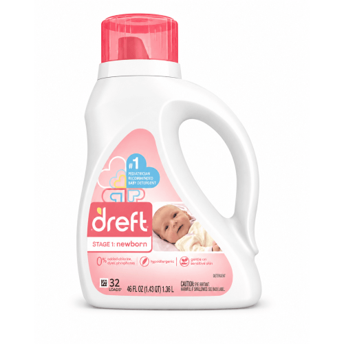 Dreft Stage 1 Newborn Hypoallergenic Liquid Laundry Detergent, 46 fl oz, 32 Loads