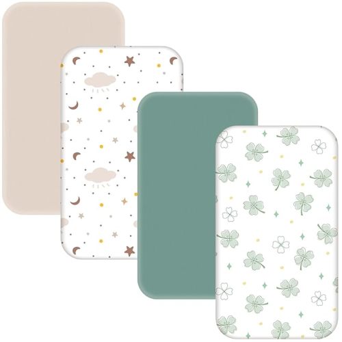 4 Pack Bassinet Sheets - 33"x20" Bedside Bassinet Sheets for Baby Delight, Angelbliss, Maxi-COSI & Most Regular Size Bedside Sleeper | Ultra Soft & Skin Friendly Bassinet Fitted Sheets for Boys Girls