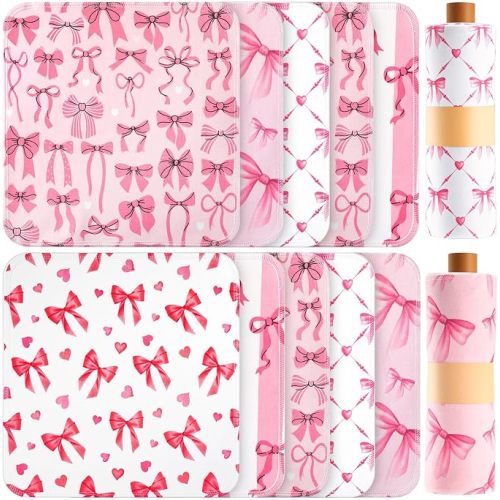 Redbaker 50 Pcs Reusable Paper Towels Cotton Washable,Pink Bow