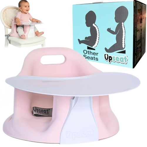 Upseat – The Original Ergonomic Baby Floor & Booster Seat with Tray, Developed with Physical Therapists for Upright Posture & Healthy Hip Development, 4–24 Months, Dishwasher-Safe Extra-Large Tray