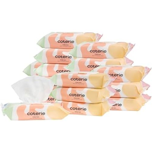 Coterie Baby Wipes, 16 Packs, 896 Count, Unscented Wipes, 99% Purified Water, Plastic-Free & Plant-Based Fibers, Fragrance Free & Hypoallergenic Sensitive Skin Newborn Baby Essentials…
