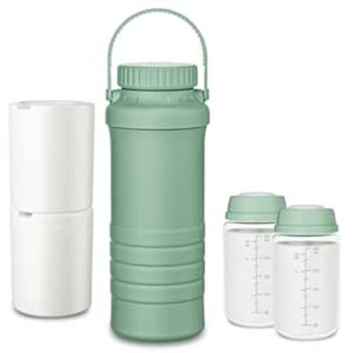 Breast Milk Cooler breastmilk Cooler Bottle - 22oz Portable Breastfeeding Essentials for Outdoor Travel Mom, Keeps Milk Fresh Cooling for 24 Hours, with 2pcs Bottle for Breastmilk Storage