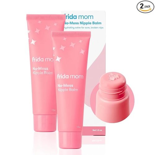 Frida Mom Nipple Cream, No-Mess Nipple Balm Moisturizer for Hydration, Gentle for Baby & Mom, 1.5fl oz (Pack of 2)