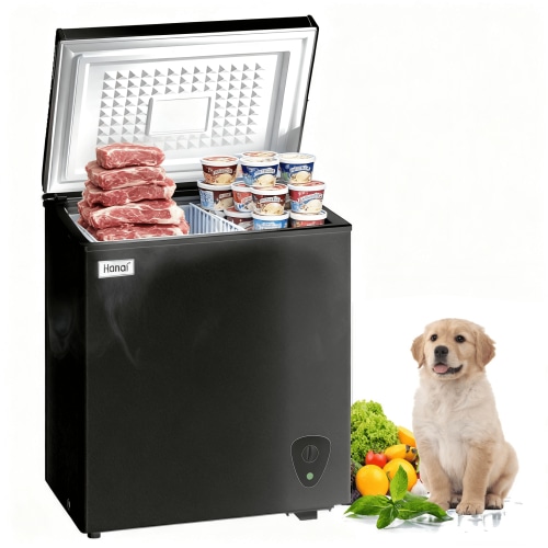 WANAI 3.5 Cubic Chest Freezer with Top Open Door,Removable Storage Basket,7 Gears Temp Control,Energy Saving,Black