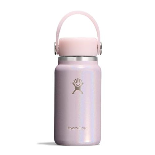 Hydro Flask Micro Water Bottle - Insulated Leak Proof Mini Flask - Stocking Stuffer or White Elephant Gift 6.7 Oz Glimmer Pink