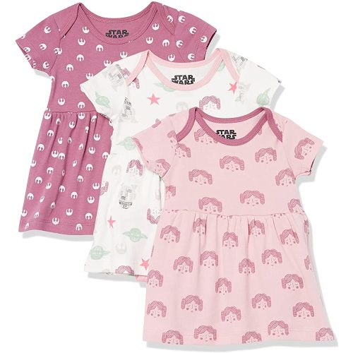 Amazon Essentials Disney | Star Wars | Princess Baby Girls' Dresses, Pack of 3