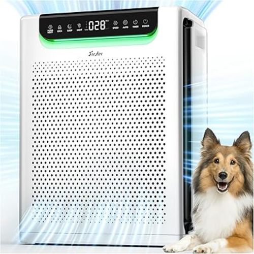 Air Purifiers for Home Large Room, Cover Up to 2600 Ft² with Washable Filters, Powerful Turbo Mode, PM2.5 Air Quality Display, 22dB Sleep Mode, Air Cleaner for Pets Hair, Smoke, Odors, HAP607, White