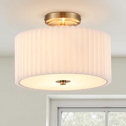 VONLUCE 12.2" Semi Flush Mount Ceiling Light, 2-Light Drum Light Fixture