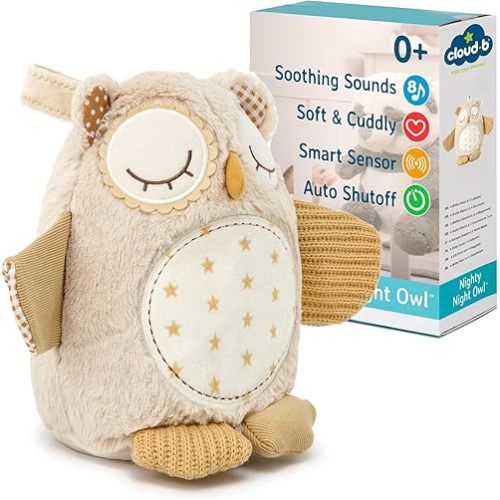 Cloud b Sound Machine with White Noise Soothing Sounds | Cuddly Stuffed Animal | Adjustable Settings and Auto-Shutoff | Nighty Night Owl™ Smart Sensor