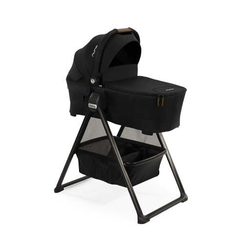 Nuna SWIV™ & TRIV™ Series Bassinet + Stand - Caviar/Cognac
