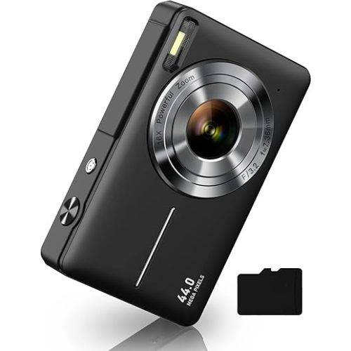 Digital Camera, FHD 1080P Digital Point and Shoot Camera with 16X Zoom Anti Shake, 32GB Card, Compact Small Camera for Boys Girls Kids, Black