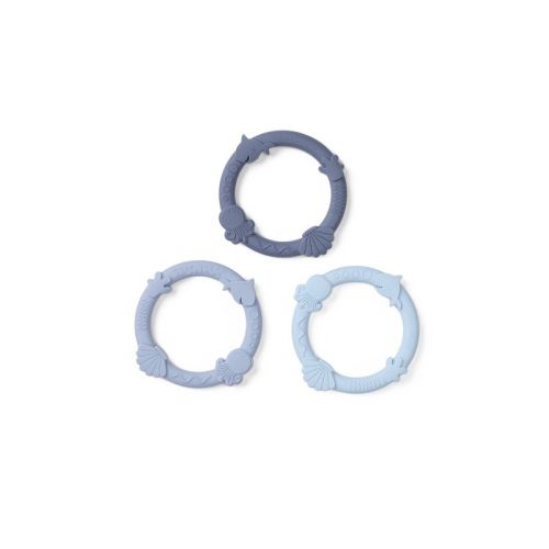 Loulou Lollipop Silicone Wild Teether Ring Soother Set - Blue Fog 3pc