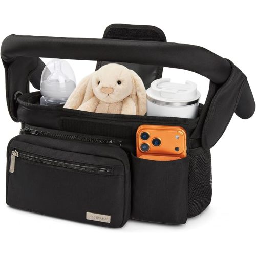 KeaBabies Stroller Organizer Bag, Stroller Caddy, Cup Holder (Matte Black)