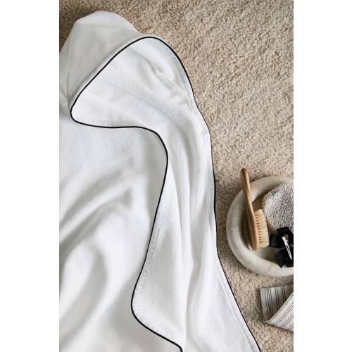 PIPING-DETAIL HOODED BATH TOWEL