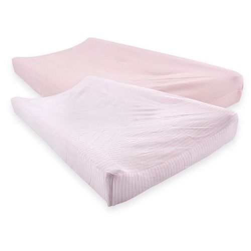 Touched by Nature Baby Girl Organic Cotton Changing Pad Cover, Barely Pink, One Size
