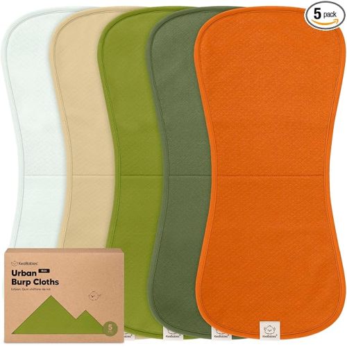 KeaBabies 5-Pack Organic Burp Cloths Baby Girl, Boy - Extra Large, Absorbent Baby Burp Cloths, Soft Burping Cloths for Babies, Newborn Burp Clothes, Cotton Burp Rags, Thick Burp Cloth (Palms/Quin)