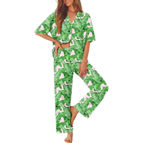 Ekouaer Women Pajamas Set Button Down Sleepwear Short Sleeve Pjs Soft Comfy Nightwear with Long Pants S-XXL