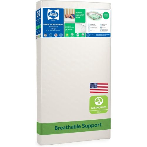 Sealy Baby 2-Stage Dual Firm Crib Mattress, Breathable Infant & Toddler Mattress with Medical-Grade Waterproof Cover, GREENGUARD Gold Certified, Made in USA, 52 x 28 Inches