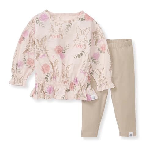 Burt's Bees Baby Baby Girls Long Sleeve Top and Pant Set, 100% Organic Cotton Outfit