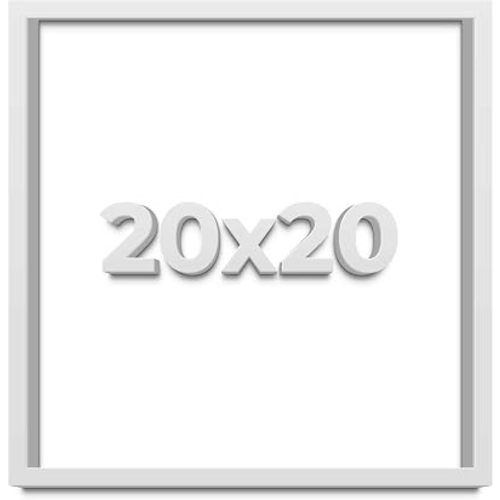 CustomPictureFrames 20x20 Shadow Box Frame - Solid Wood, UV Acrylic, Acid Free Backing & Hanging Hardware - Lucius Contemporary Shadow Box Display Case - for Poster Arts, Photos & Certificates - White