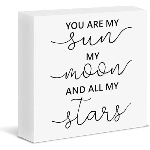 Nursery Sign Decor You Are My Sun My Moon and Stars Wood Block Sign for Baby Kids Girl Boy Room Playroom Decoration