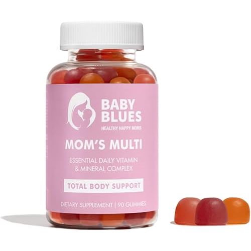 Baby Blues Mom's Multi Daily Multi-Vitamin Gummies for Moms, Complete Daily Support, Energy & Mood Enhancer, Immunity & Wellness Blend, Supports Hair, Skin & Nails, Gentle & Easy to Digest