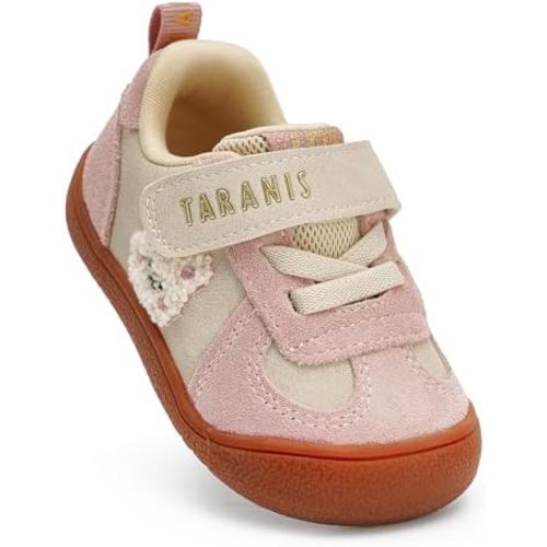 TARANIS Toddler Walking Shoes with Flexible Rubber Sole & Wide Toe Box Stage 1 Baby Sneakers for Boys Girls | Lightweight First Steps Shoes with Easy Hook-and-Loop Closure