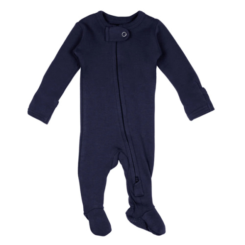 Navy | Organic Zipper Footie Preemie-NB