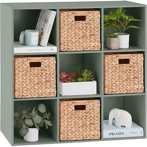 Best Choice Products Kids Bookcase 9-Cube Storage Organizer, 11in Shelf Opening, Bookshelf, Toy Storage, Customizable w/ 3 Removable Back Panels – Sage