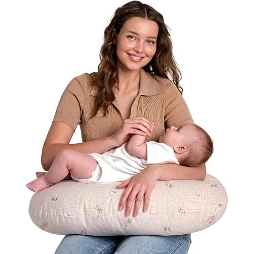 Little Grape Land Enhanced Muslin Nursing Pillow, Ultra Firm Breastfeeding Pillow with 100% Cotton Breathable & Removable Cover, Breast Feeding Pillows for Babies 0-12 Months