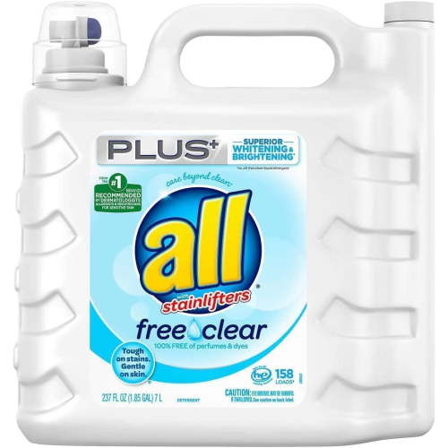 all Liquid Laundry Detergent, Free Clear for Sensitive Skin, (Free Clear, 237 Fluid Ounces)