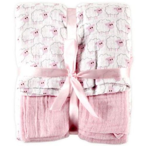 Hudson Baby Infant Girls Cotton Muslin Swaddle Blankets, Pink Sheep, One Size