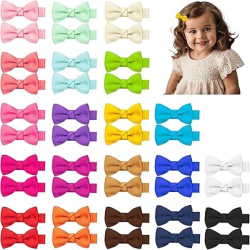 Hair Bows for Girls, 40PCS 1.8" Fully Lined Hair Clips, Alligator Hair Accessories for Kids and Teens (20 Colors in Pairs)
