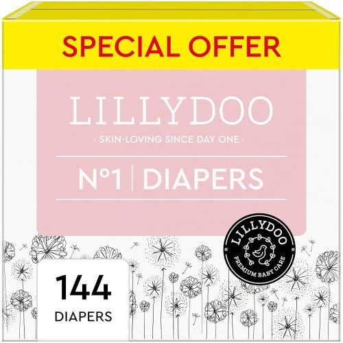 Baby Diapers - Size 1 (4-11 lbs), Monthly Supply (144 Count), Leak Protection, Skin-Friendly, Ultrasoft, Perfume- & Chlorine-Free, Hypoallergenic, dermatologically Tested, Oeko-TEX®
