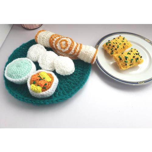 Crochet Indian Food Set: Rice Dosa, Dhokla, Pretend Play Dishes