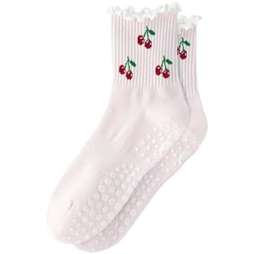 Yawlsow Pilates Grip Socks for Women Yoga Grippy Socks Cute Barre Non Skid Athletic Crew Sticky Sock Workout Hospital