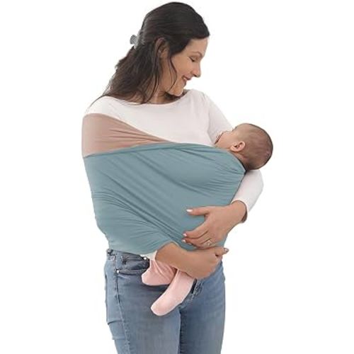 Baby Wrap Carrier, Perfect Baby Carrier Wrap Sling for Newborn and Infant up to 35 lbs. (Steel Blue, M (S, M, L of Clothing Size))