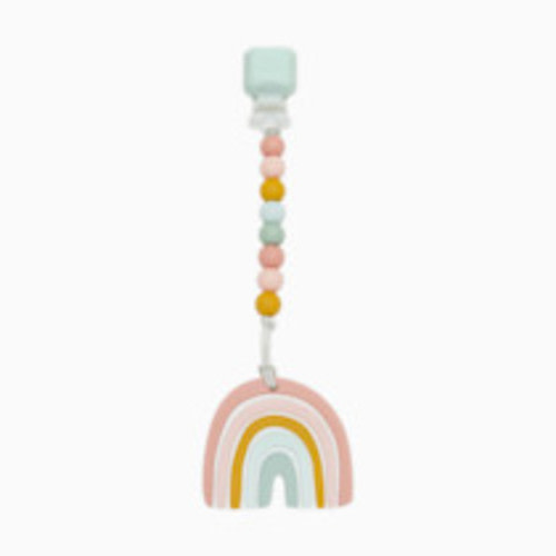 Loulou Lollipop Silicone Teether with Gem Clip - Pastel Rainbow