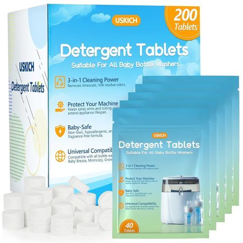 200Pcs Detergent Washing Tablets for Momcozy,Deep Cleaning Baby Brezza Bottle Washer,Compatible with All Brands Baby Bottle Washers