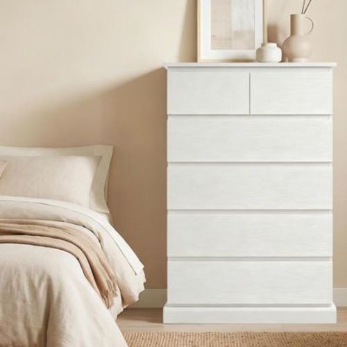 GDFStudio Derwyn Contemporary 6-Drawer Wood Dresser with Hidden Handles, White
