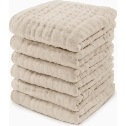 Comfycubs 100% Muslin Cotton Baby Washcloths Sand