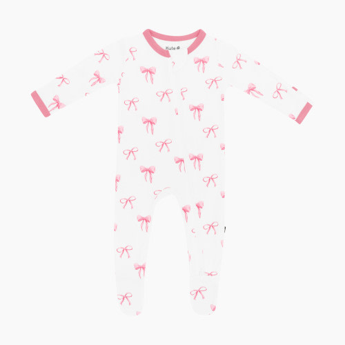 Kyte Baby Printed Zipper Footie - Bow, Newborn