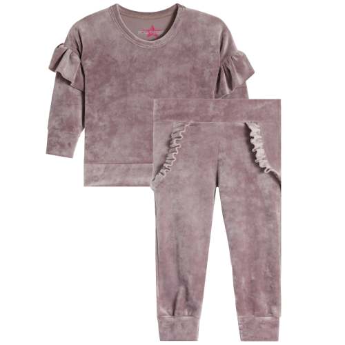 2pc Ruffle Velour Jog Set (3-6 months)