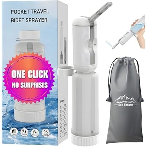 Travel Bidet, Portable Bidet Sprayer for Travel ONE NATURE 500mL IPX6 Waterproof Electric High Pressure Handheld Bidet Sprayer USB-C Rechargeable for Women Men Baby Bidet Peri Bottle Postpartum Clean
