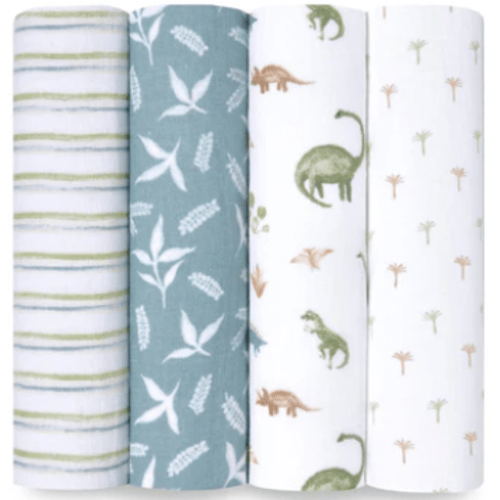 Dino Jungle Cotton Muslin Swaddle 4 Pack | aden + anais
