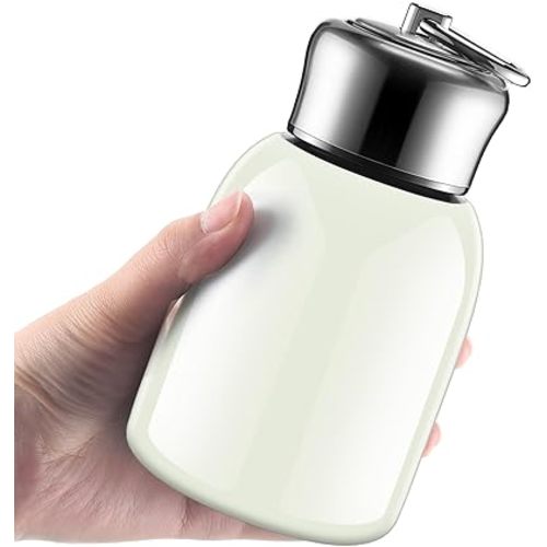 Mifoci 1 Pcs 10oz Mini Water Bottles Stainless Steel Slim Insulated Thermal for Hot Cold Drink Thermal Small Vacuum Portable Water Bottle for Women Gifts Travel Camping Hiking (White)