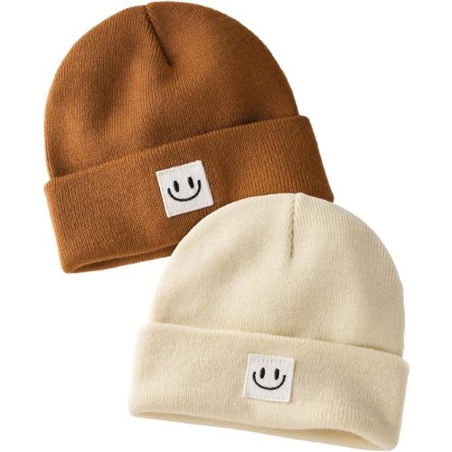 FURTALK Baby Beanie Cute Toddler Winter Hat Knit Boys Girls Warm 2 Pack Kids Embroidered Beanies Cap for 0-8 Years