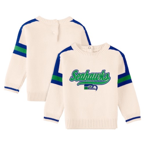 Infant Seattle Seahawks WEAR by Erin Andrews Cream Throwback Script Sweater