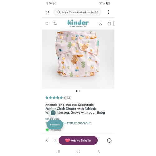 Animals and Insects: Essentials Pocket Cloth Diaper with Athletic Wicking Jersey, Grows with your Baby